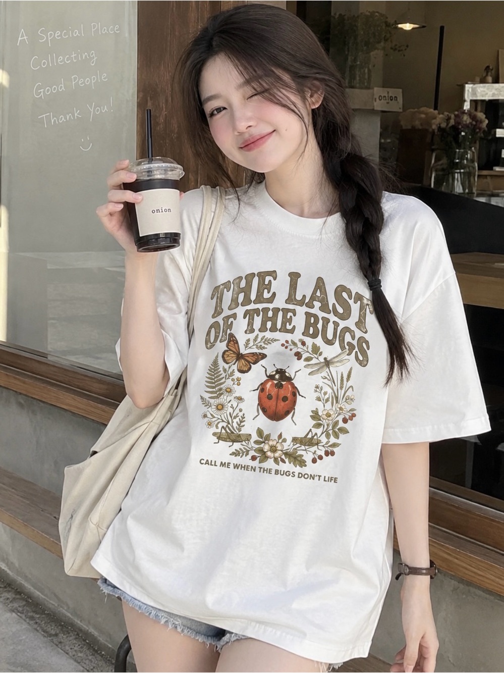 The Last Of The Bugs Ladybug Botanical Cottagecore Nature Graphic Tee